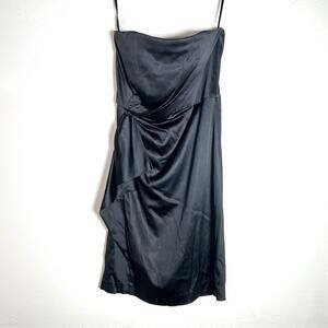 White House black market satin finish strapless formal cocktail dress sz 12 B125